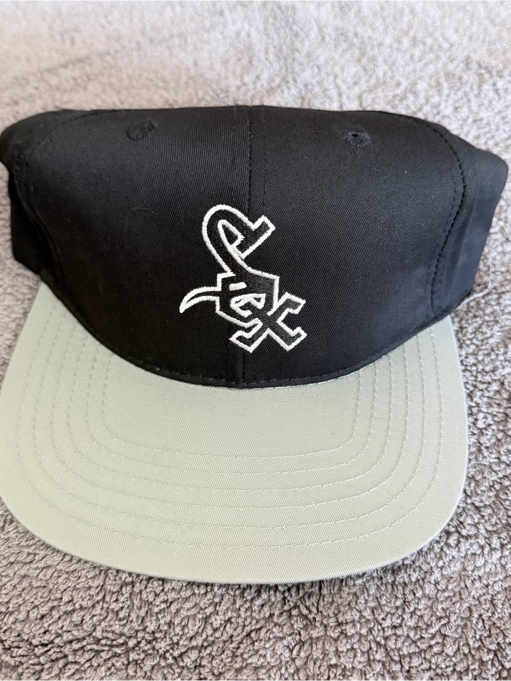 American Needle Black Cap with Light Gray Brim - Chicago Sox Logo